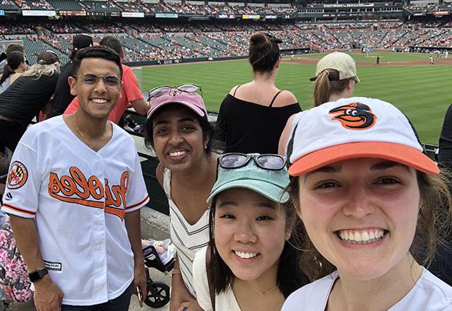 students at a baseball game